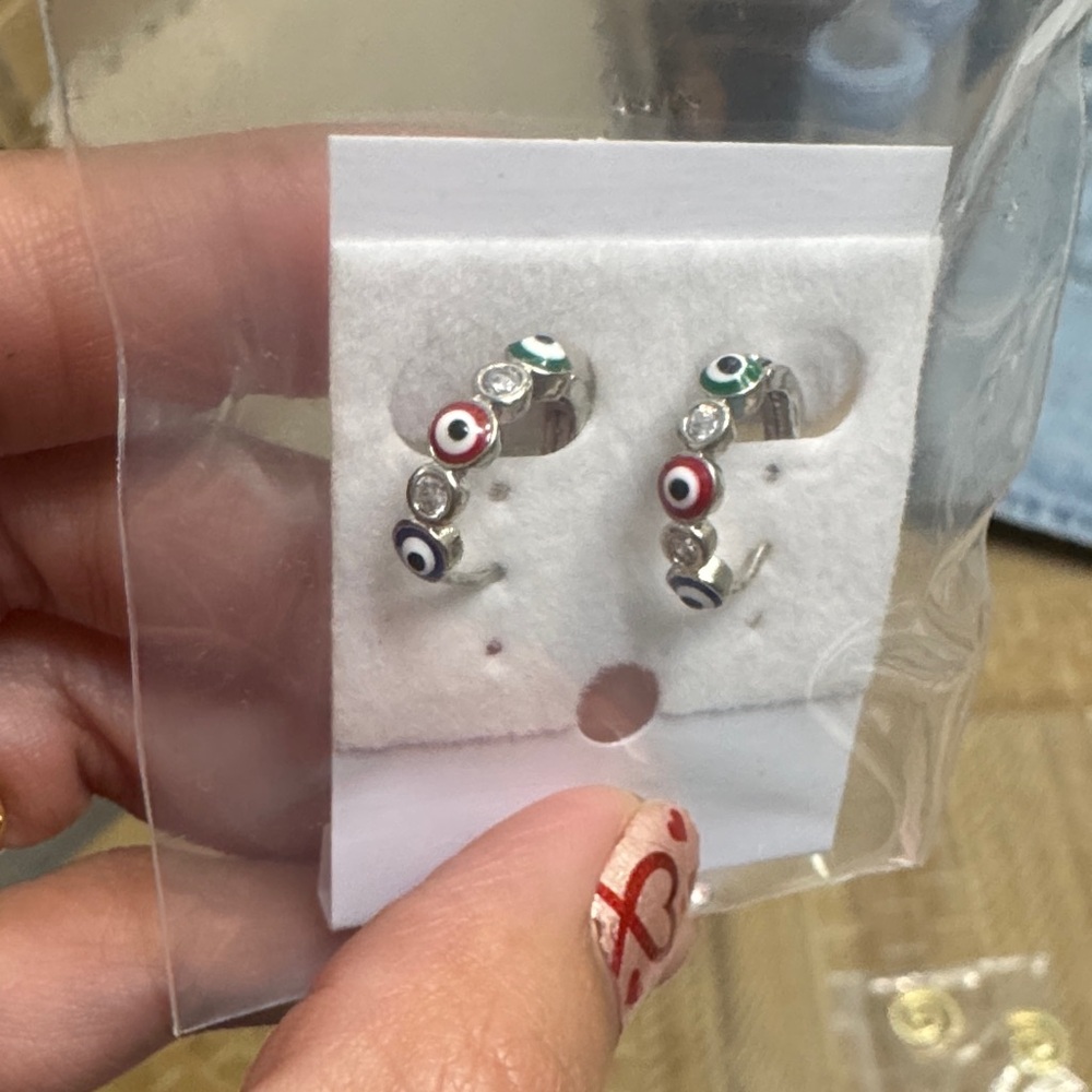 Evil eye earrings 18k gf